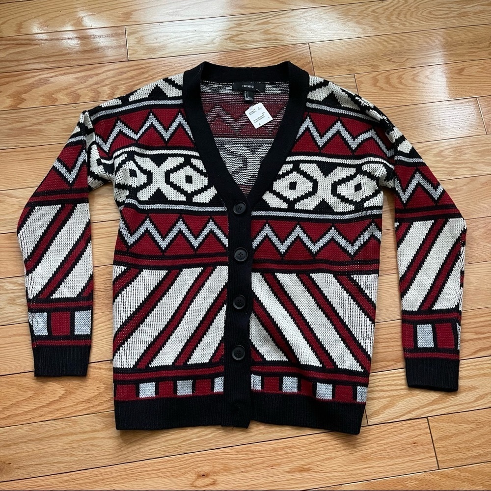 Forever 21 Vintage Cardigan Printed Sweater